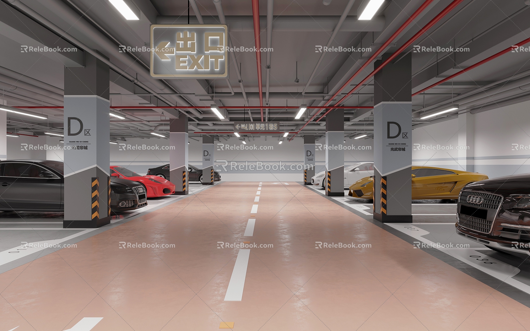 Modern Parking Underground Garage 3d model