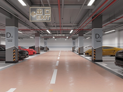 Modern Parking Underground Garage 3d model