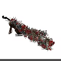 Floral Vase Arrangement With Red White Flowers Green Leaves On Wooden Stand Decorative