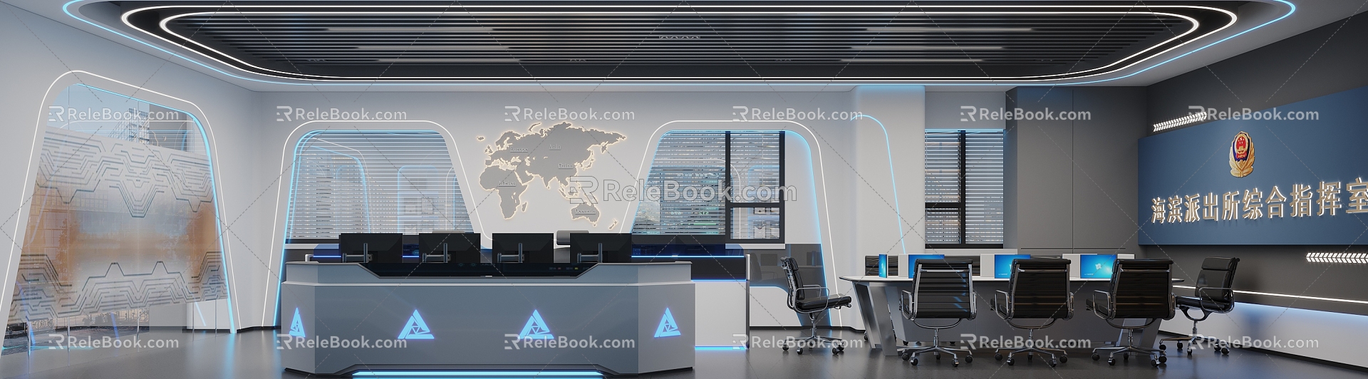 Police Station Command Room Command Center Monitoring Room 3d model