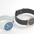 Two Stylish Watches With Different Band And Dial Designs