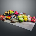 Assorted Fresh Colorful Fruits Display Featuring Pineapple Dragon Fruit Melon And Berries On Table