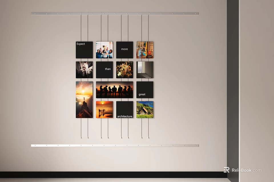 Photo Wall Hanging Decor With Multiple Pictures Displayed On Wall 3d model 