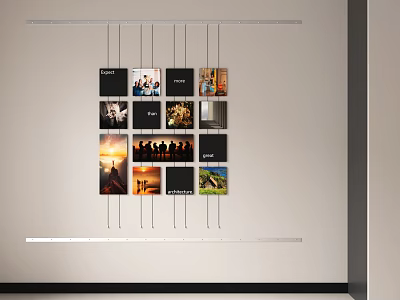 Photo Wall Hanging Decor With Multiple Pictures Displayed On Wall 3d model