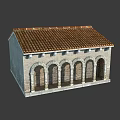 Classical European Architecture With Arched Doorways Red Tiled Roof And Stone Facade