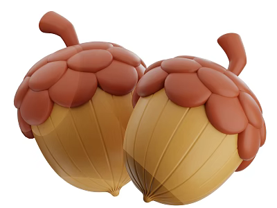 Acorn Shaped Delicious Food Snacks With Brown Yellow Textured Surface And Tasty Flavor 3d model