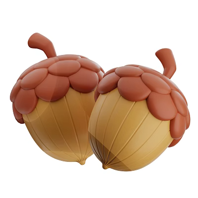 Acorn Shaped Delicious Food Snacks With Brown Yellow Textured Surface And Tasty Flavor 3d model