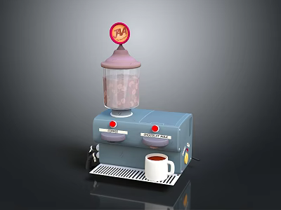 Richard Brand Electronic Beverage Dispenser With Pink Top Blue Body Red Buttons And White Cup 3d model