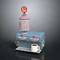 Richard Brand Electronic Beverage Dispenser With Pink Top Blue Body Red Buttons And White Cup