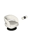 Modern Leisure Chair with Curved Armrests White Upholstery Black Round Base and Decorative Spherical Accents