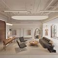 Modern Clothing Store Interior With Mannequins Wooden Racks Chandelier Window And Table Accessories
