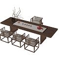 Modern Tea Table and Chair Combination Tea Set 3d model