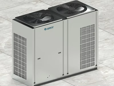 GREE Air Conditioner Outdoor Unit Air Outlet With Two Units On Tile Floor 3d model
