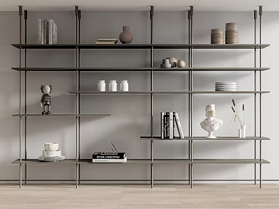 Modern Metal Storage Shelving Unit With Multi-tiered Design For Organizing Books Decorative Items And Dishes 3d model