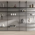 Modern Metal Storage Shelving Unit With Multi-tiered Design For Organizing Books Decorative Items And Dishes