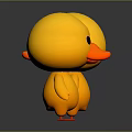 Adorable Yellow Duck Plush Dolls Showing Front And Back Views 3d model