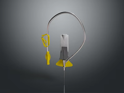 Modern Chandelier With Curved Silver Frame And Yellow Decorative Accents For Interior 3d model