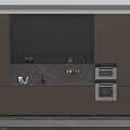 Elegant Modern Kitchen Interior With Dark Wooden Cabinets Marble Countertop And Built-in Oven