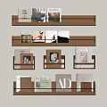 Books And Magazines On Wooden Shelf With Tidy Arrangement And Various Covers