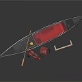 Traditional Gondola With Red Interior Wooden Oar Green Lamp Small Table Red Chair And Wooden Railing