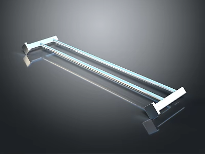 Sleek Modern Double Bar Towel Rack In Stainless Steel For Bathroom 3d model