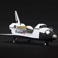 Detailed White Space Shuttle Model With Aerodynamic Wings And Fuselage On Black Display Background