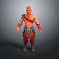 Game Movie Character Shirtless Red Haired Bearded Warrior With Tattooed Arms And Leather Apron