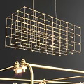Modern Grid Structure Chandelier With Small Lights And Metal Frame For Indoor Spaces