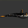 Futuristic Sci Fi Fighter Spaceship Design With Black Orange Accents And Aerodynamic Structure