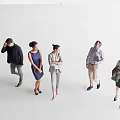 Group of Business People Walking Standing in Varied Professional Attire