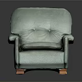 Light Green Upholstered Single Sofa With Armrests And Wooden Legs Design