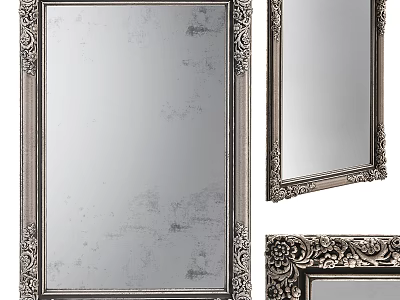 Vintage Mirror With Ornate Carved Frame And Elegant Decorative Design 3d model