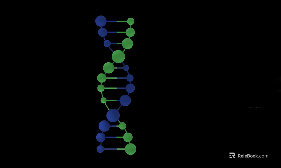 Biological DNA Double Helix Structure With Blue Green Spheres On Black Background 3d model 