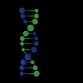 Biological DNA Double Helix Structure With Blue Green Spheres On Black Background