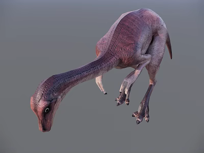 Realistic 3D Rendering of a Long Necked Reptile with Purple Skin 3d model