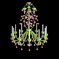 Diverse Green Chandeliers Featuring Flower Decorations Candle Shapes And Colorful Ornaments