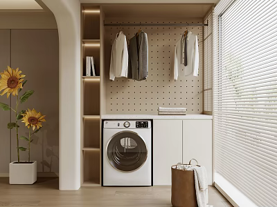 laundry room balcony cabinet washing machine 3d model