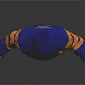 Blue Hooded Jacket with Orange Lining Yellow Stripes Front Logo and Light Blue Pants Sportswear