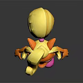 Cartoon Game Movie Character With Blonde Curly Hair Orange Skin Blue Overalls And Pink Shoes
