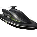 Sleek Black Wave Craft Yacht With Green Accent Stripes And Modern Design