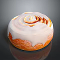 Freshly Baked Cinnamon Roll With Swirled Layers Golden Crust And White Icing