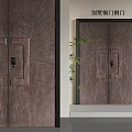 Elegant Copper Steel Double Doors for Villa Entrance with Textured Surface