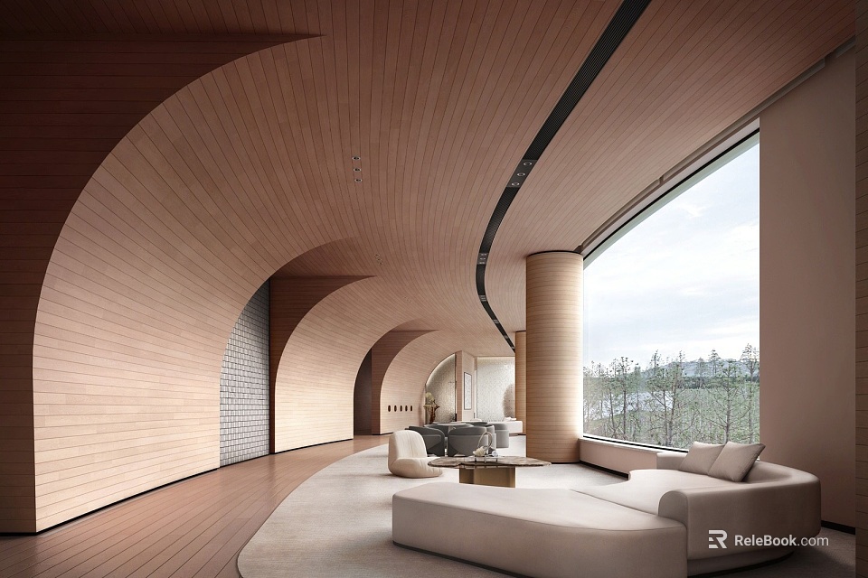 Art building profiled wall modeling wall hotel rest area 3d model 