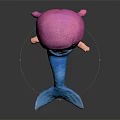 Cute Mermaid Doll With Pink Glittery Hair Big Blue Eyes And Blue Tail