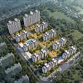 Aerial Planning of Modern Residential Community With High Rise Buildings Greenery and Roads