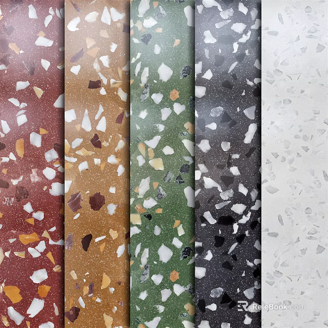Terrazzo Wall with Multicolored Stone Chips in Various Colors Decorative Design 3d model