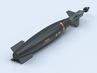 Tactical Military Bomb With Black Body Gold Stripe And Tail Fins Design 3d model