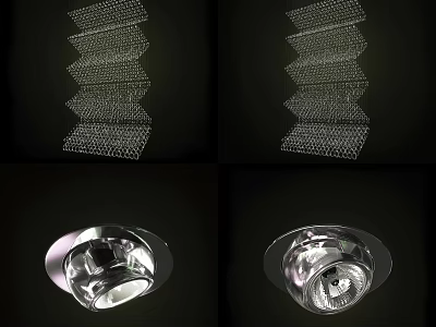 Modern Lighting Combination With Layered Mesh Pendant Lights And Recessed Spotlights 3d model