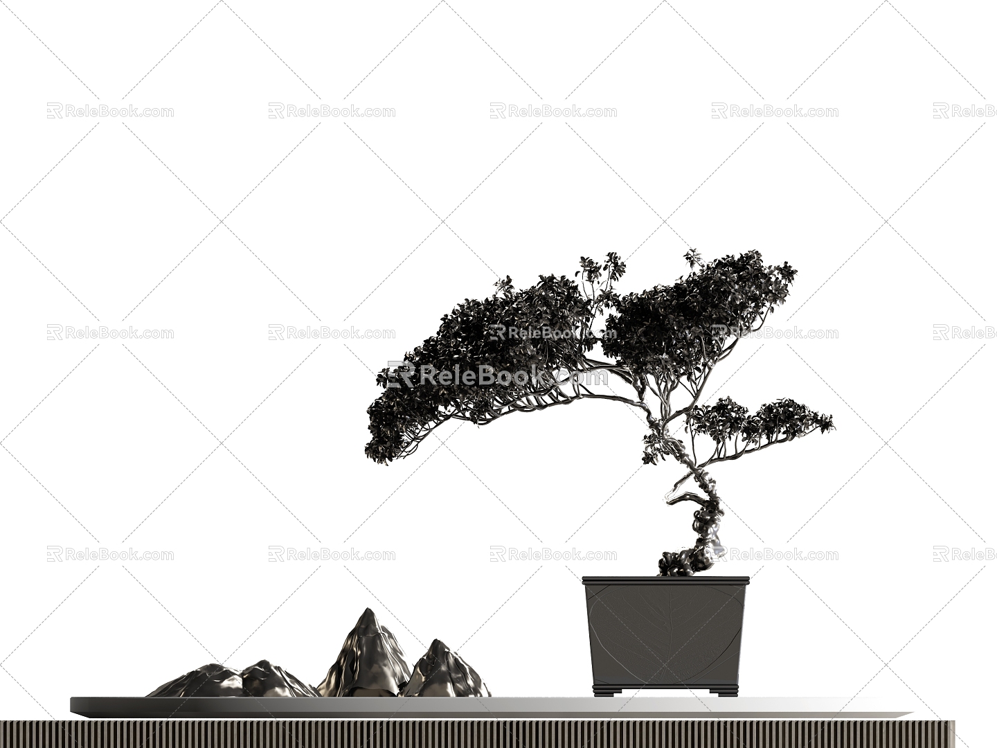 New Chinese Style Ornaments Bonsai Bonsai Iron Plant rockery 3d model