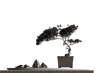 New Chinese Style Ornaments Bonsai Iron Plant rockery 3d model